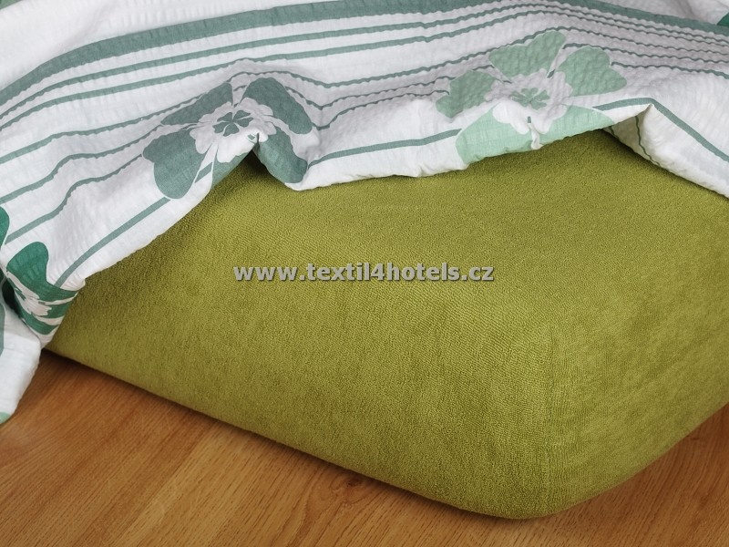 Textil 4 hotels Olivové froté prostěradlo TH0106 180x200 cm