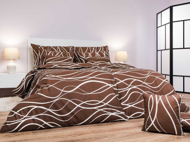 Hnědé bavlněné povlečení - Velikost: 70x90 cm, Zapínání: Hotelový uzávěr