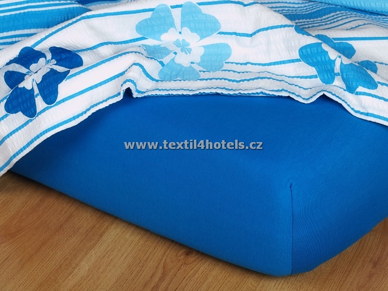 Modré jersey prostěradlo - Velikost: 90x200 cm