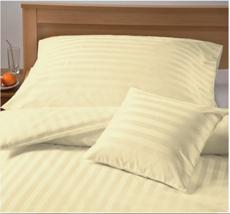 Damaškové hotelové povlečení 25 mm proužek - Barva: smetanová, Velikost: 140x220 + 70x90