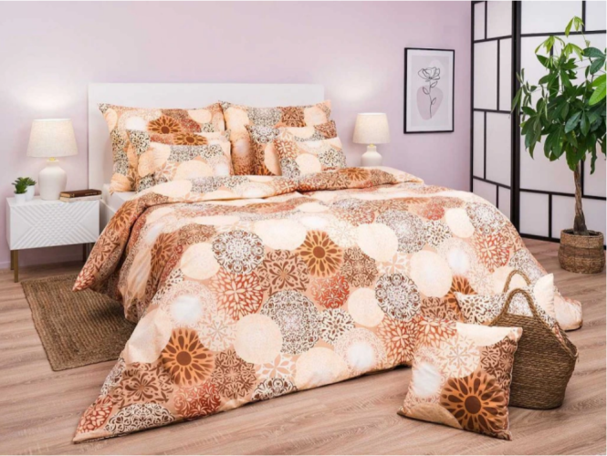 Béžové bavlněné obliečky - Veľkosť: 140x220 + 70x90, Zapínanie: Hotelový uzáver