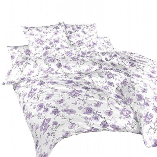 Fialové krepové povlečení - Velikost: 140x220 + 70x90, Zapínání: Hotelový uzávěr