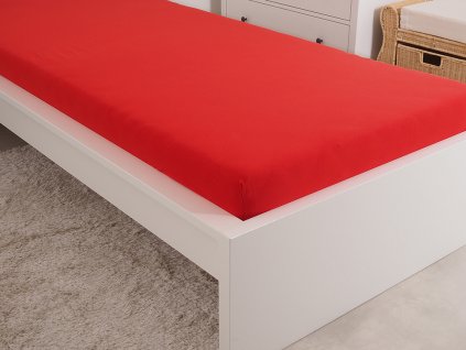 Levné jersey prostěradlo červené - Velikost: 90x200 cm