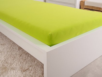 Lacné jersey prestieradlo svítivo zelené - Veľkosť: 90x200 cm