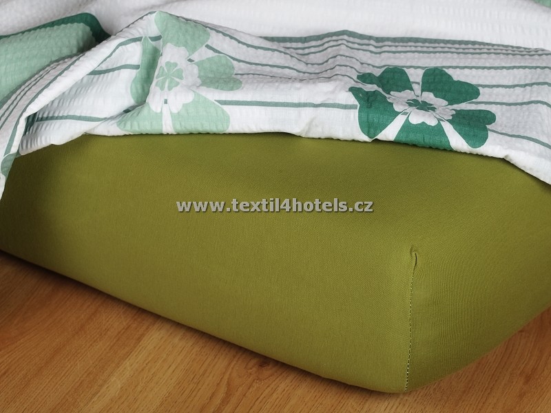 Textil 4 hotels Olivové jersey prostěradlo TH0081 180x200 cm